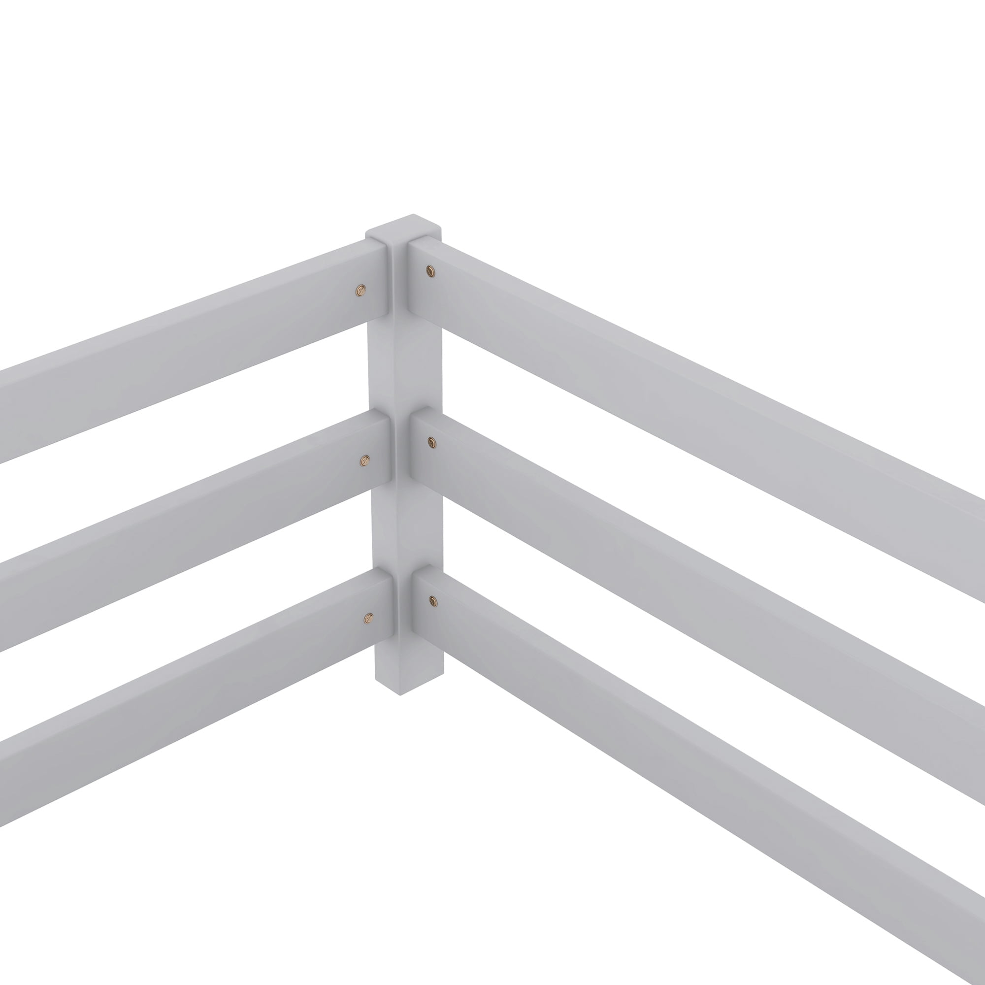 Holaki Twin Size Bed Frames with Rails,Wood Montessori Floor Bed Twin Size,Floor Bed with Fence,Montessori Floor Bed for Girls and Boys,77"x42.6"x15.7",Gray