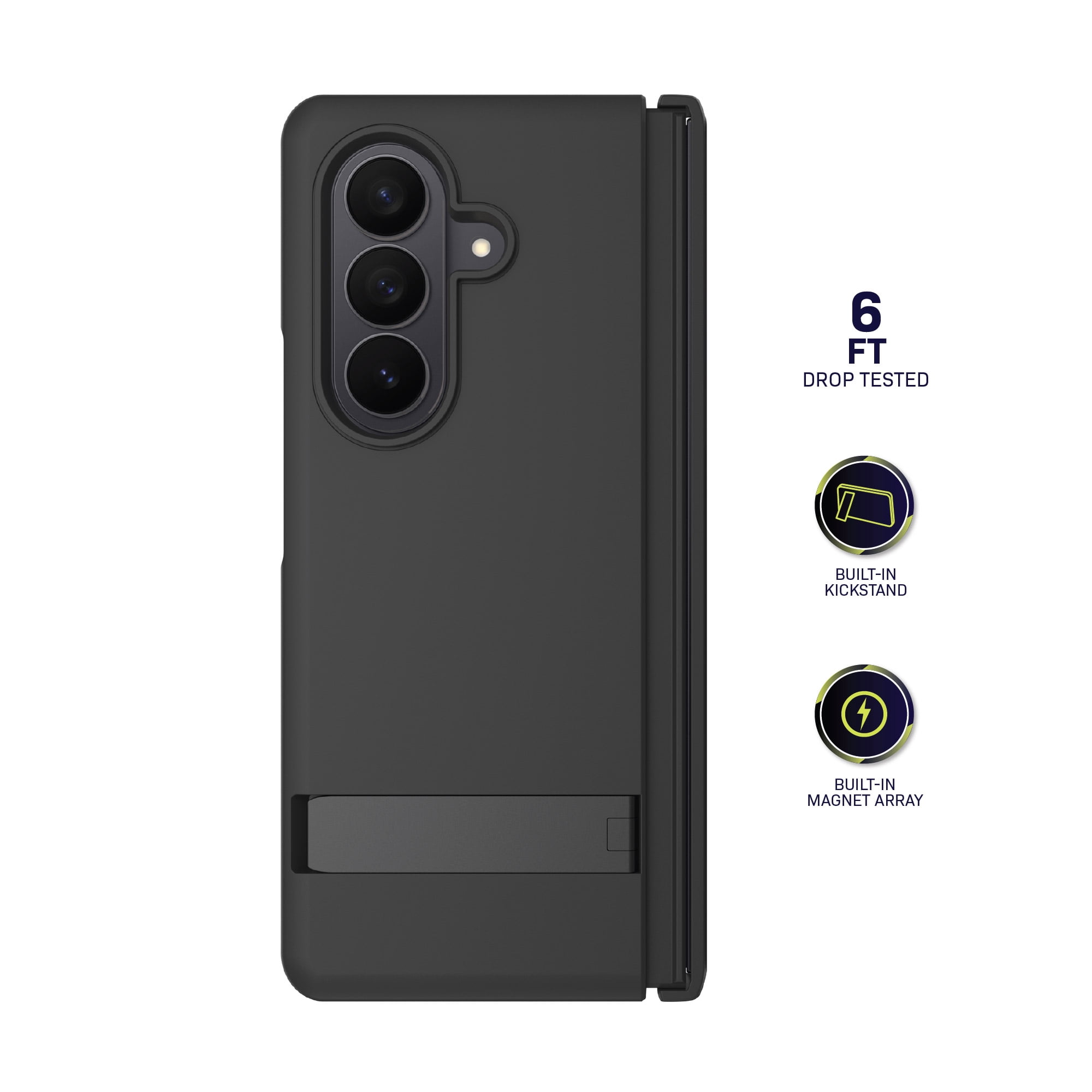 Body Glove Magnetic Compatible Phone Case with Kickstand for Samsung Galaxy Z Fold8 Ultra / Z Fold7 - Black