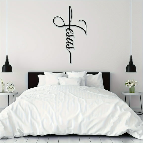 [1pc Faith Metal Art] 1pc Metal Wall Art | Faith-Themed Cross, Religious Decor of  for Home, Christian Wall Hanging, Inspiring Gift for a New Christian Home, Spiritual Metal Sculpture