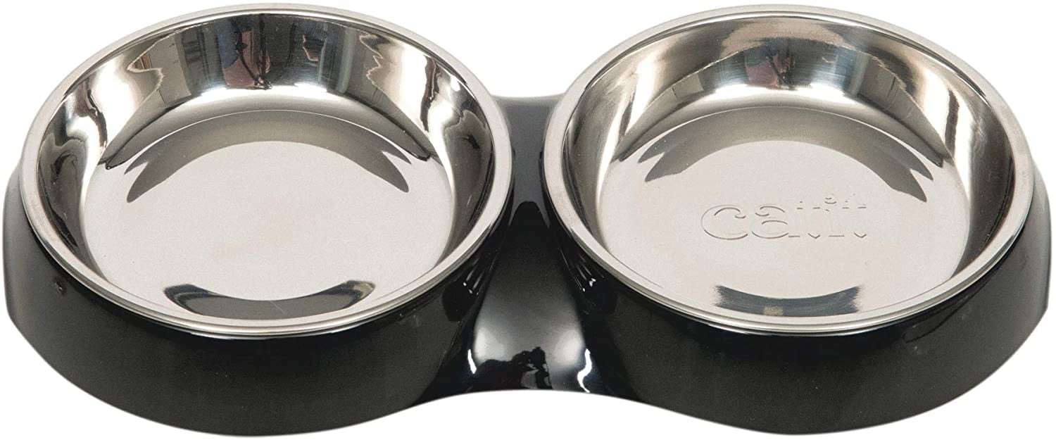 43873 Feeding Double Dish, Black, 2 X 200 ml (6.83 Fl. Oz.) Walmart