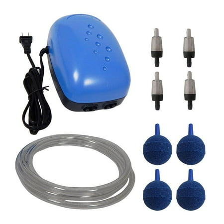 Four Valve Air Pump with Four 2 in. Air Stones, 24 ft. 1/4 in. Vinyl Tubing & Inline Check Valve
