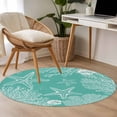 thumbnail image 4 of Round Rug 3.3Ft Washable Non-Slip, Teal Coastal Circle Area Rugs for Living Room Bedroom, Starfish Coral Summer Beach Ocean Indoor Floor Mats Carpet Runner for Home Decor Aesthetic, 4 of 8
