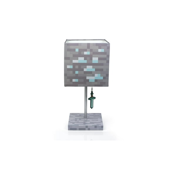 Minecraft Diamond Ore LED Lamp w/ 3D Diamond Sword Pull | 14-Inch Desk Lamp