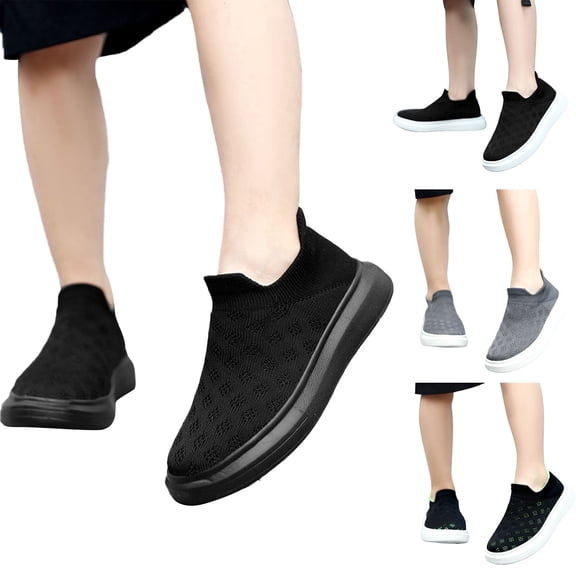 Modisza Kids Boys Walking Shoes Mesh Breathable Comfortable Casual Sneakers Slip on Summer Running Sports Shoe Black Size 10.5