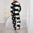 thumbnail image 3 of American Flag Pajama Sets Spring Black and White Fashion Sleep Sleepwear Lady Two Piece Loose Oversize Graphic Nightwear Gift, 3 of 6