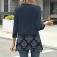 thumbnail image 4 of DeHolifer 3/4 Sleeve Tunic Tops for Women Dressy Casual Crewneck Floral Printed Loose Blouse Flowy Shirts Navy M, 4 of 7