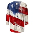 thumbnail image 6 of Conairie Women 4th of July T Shirt 3/4 Sleeve Crew Neck Loose Patriotic Shirts With Flag Stars Stripes Summer Trendy Casual Tops Red XXL, 6 of 7
