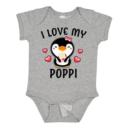 

Inktastic I Love My Poppi with Cute Penguin and Hearts Gift Baby Girl Bodysuit
