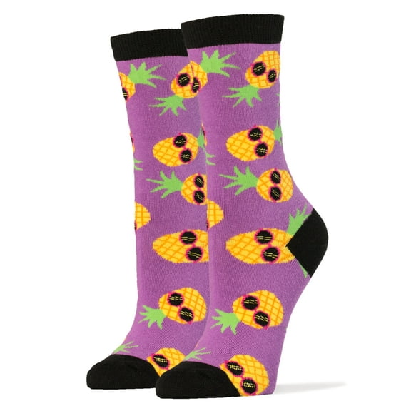 OoohYeah Womens Novelty Crew Socks, Funny Colorful Socks, Pineapple Dude