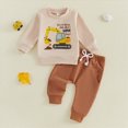 thumbnail image 2 of HFHAPW Toddler Baby Boy Fall Outfits 6 9 12 18 24 Months 3T 4T 5T 6T 7T 8T 9T Boys Winter Clothes Truck Long Sleeve Sweatshirt Pants Set(Beige,2-3 Y), 2 of 8