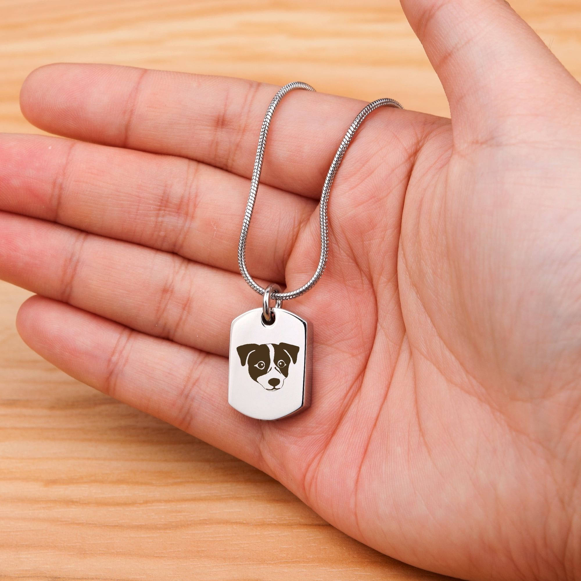 Anavia Jack Russell Terrier Dog Tag Cremation Necklace, Pet Memorial Necklace, Urn Necklace for Ashes, Cremation Pendant, Pet Cremation Jewelry, Memorial Jewelry for Pets, With Funnel Kit