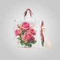 thumbnail image 2 of Corduroy Composite Fabric Tote Bag Magnetic Snap Large Capacity Crossbody Bag Beige Shoulder Strap Romantic Roses, 2 of 7