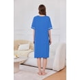 thumbnail image 3 of Ekouaer Women Zipper Robe Short Sleeve Duster Housecoat Short Bathrobes Zip Front Nightgown with Pockets, 3 of 5