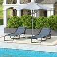 thumbnail image 6 of 77.5" Folding Chaise Lounge - Gray Outdoor Recliner with 4-Position Backrest & Breathable Mesh Five, 6 of 8