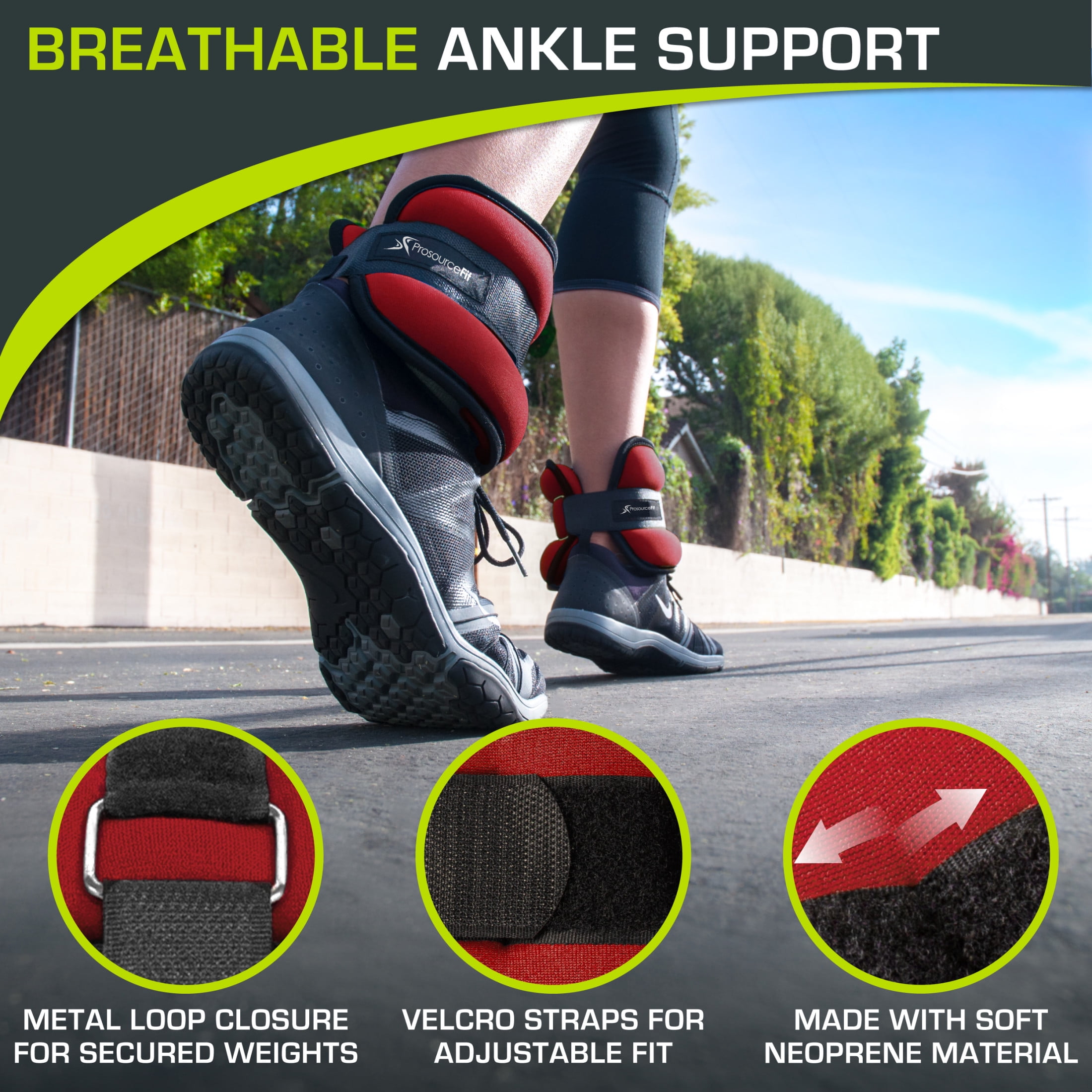 ProsourceFit Ankle Weights Set of 2 with Adjustable Comfort Fit