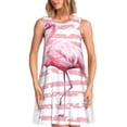 thumbnail image 1 of Vsdgher Robe d'Été Imprimé Flamant Rose pour Femmes Décontractée Col en U Robe de Plage Sans Manches Robe Débardeur Ample avec Poche, 1 of 7