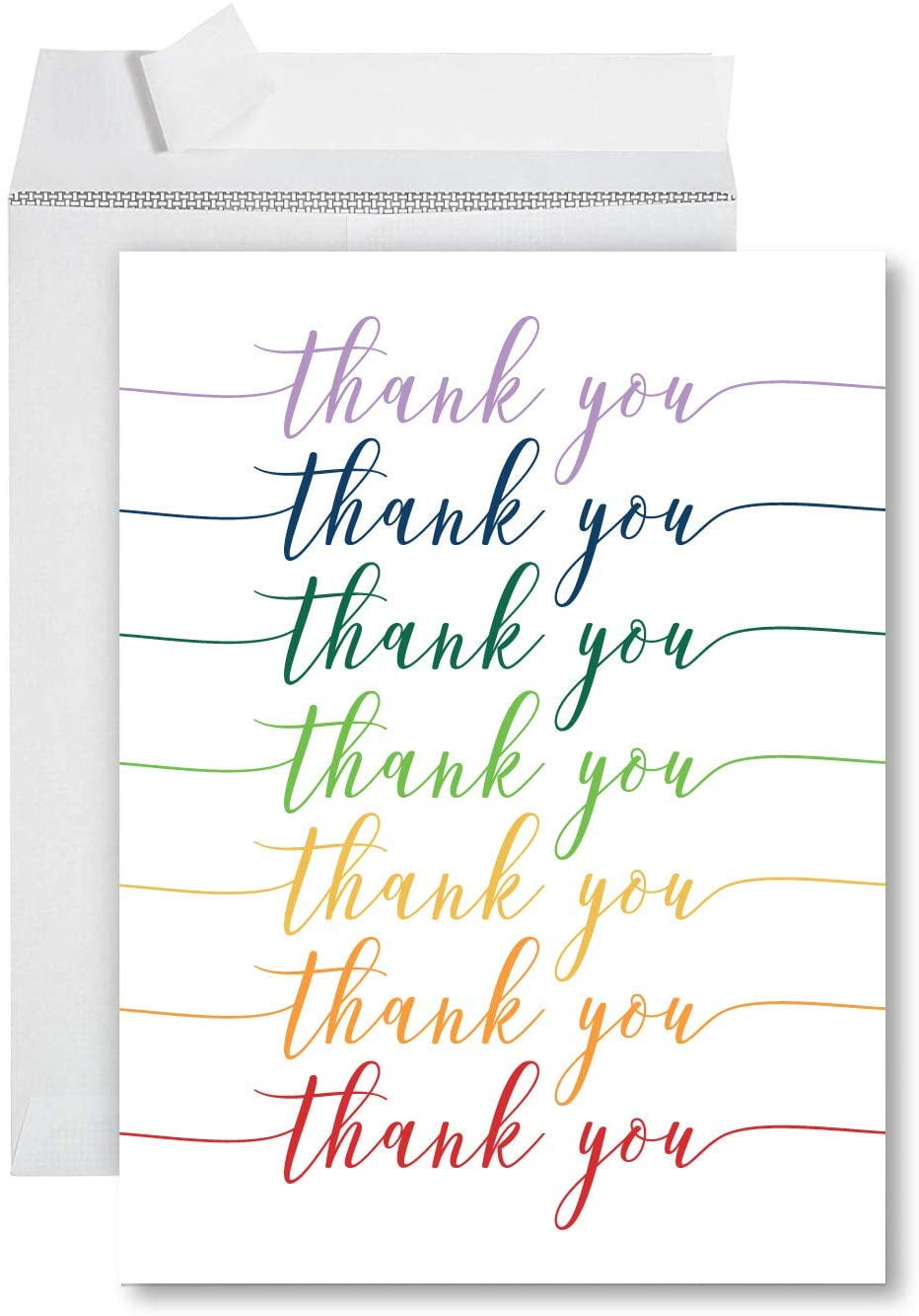 Koyal Wholesale Rainbow Script Big Jumbo Thank You Greeting Card with Envelope, 11'' x1'