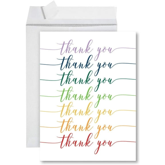 Koyal Wholesale Rainbow Script Big Jumbo Thank You Greeting Card with Envelope, 11'' x1"