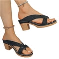 thumbnail image 5 of UDAUDU Women's Chunky Heel Sandals Arch Support Orthopedic Shoes 2026 Summer Comfort Slip-On Wedge Flip Flops Casual Party Vacation Beach Wedding Heeled Shoes Black, 5 of 6