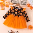 thumbnail image 2 of FYDUU Baby Girls Halloween Dress Toddler Girl Tulle Dress Long Sleeve Halloween Cartoon Print Tutu Dresses Holiday Party Outfits Fall Clothes 9-12 Months, 2 of 9