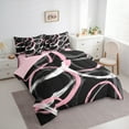 thumbnail image 3 of Manfei Geometric Circle Bedding Comforter Set 7-Piece, Black Pink White Full Bedding Set, Modern Abstract Art Fitted Sheet Flat Sheet, Super Cozy Room Decor, 3 of 8