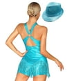 thumbnail image 2 of YONGHS Womens Jazz Latin Dance Costume Shiny Tassel Dance Leotard Bodysuit with Sequined Hat Sky Blue L, 2 of 7