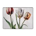 thumbnail image 3 of Tulipa White Print Washable Rugs Area Rugs for Living Room Large Bedroom Kitchen Rug Non-Slip Low-Pile Entryway Rug Floor Mat Carpet for Dining Laundry Room Office Rug 80x58 inch, 3 of 4