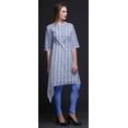 thumbnail image 5 of Bimba Blue Floral Tie-Dye Women Kurtas Ethnic Printed Asymmetric Summer Wear Tops For Women Large, 5 of 6