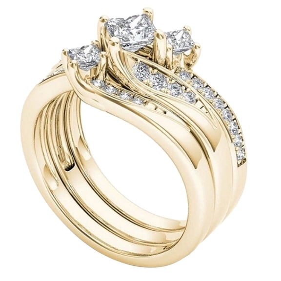 CILENON Clearance Silver Birthstone Rings For Women Non Tarnish Cz Cubic Zirconia Silver And Gold Rings Ring For Mothers Daughter Bridesmaid Gifts Jewelry(Gold,8)