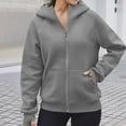 thumbnail image 2 of Timegard Sweat à Capuche à Fermeture à Glissière Femme Manches Longues Couleur Unie Automne Décontracté Confortable avec Poches, 2 of 8