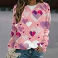 thumbnail image 2 of Valentine's Day Long Sleeve Shirts for Women Trendy Sequin Heart Print Crew Neck Casual Sweatshirts Casual Tunic Tops(Pink,S), 2 of 4