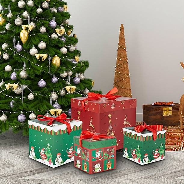 3 Piece Gift Boxes Christmas Decorations Present Boxes for Indoor ...