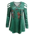 thumbnail image 3 of BKQCNKM Women Clothing Womens Tops Women'S Long Sleeve Printing Prints Loose Casual Plaid Pocket V-Neck Blouse Womens Fashion Green 2Xl, 3 of 6