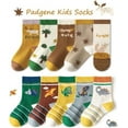 thumbnail image 5 of 10 Pairs Kids Boys Fun Novelty Socks Toddler None Slip Cotton Crew Dress Socks Cartoon Dinosaur Car Shark Stripes, 5 of 6