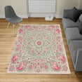 thumbnail image 2 of Paisley Turkish Area Rug, Floral Ornate Pattern Cultural Folk Persian Middle Eastern Illustration, Soft Carpet for Living Room Decor with Distressed Look, 4' X 5.7', Magenta Eggshell, by Ambesonne, 2 of 4