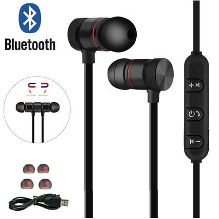 Earphones Pro Magnetic Wireless Bluetooth V4.1 Headset Stereo Headphone Sport Earphone Earbud for iPhone Samsung LG ()