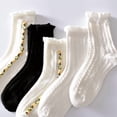 thumbnail image 2 of YooGuoGuo Women's 5 Pairs Y2K Ruffle Rib Socks Preppy Crew Socks Cottagecore Casual Ankle Socks Coquette Kawaii Floral Socks, 2 of 7