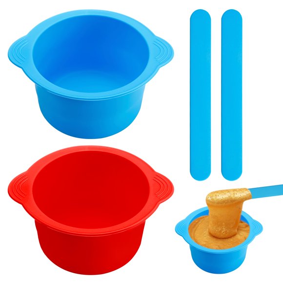 2 forros de silicona para calentador de cera, forros de cera para calentadores, reutilizables, antiadherentes, recipiente de silicona de repuesto con 2 varillas de espátula para cera para depilación (