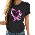 thumbnail image 2 of Odbmxy Breast Cancer Womens Tee Shirts Summer Short Sleeve Tops for Women Holiday Black Graphic Casual Loose Funny Tops, 2 of 4