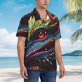 thumbnail image 3 of Fotbe Colorful Dragon Head Profile Camisa Hawaiana para Hombre Unisex – Camisa Casual de Verano con Botones de Manga Corta de Algodón y Lino,Medium, 3 of 7