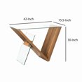 thumbnail image 5 of Benjara BM206489 30 x 42 x 15.5 in. Glass Top Sofa Table with V Shaped Wooden Base, Clear & Brown, 5 of 5