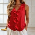 thumbnail image 6 of DailyTrove Women V Neck Ruffle Front Soft Sleeveless Tank Top Daily Casual Camisole, 6 of 6