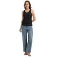 thumbnail image 2 of Women Banded Bottom Tank Tops Ribbed V Neck Sleeveless Casual Tops Summer Loose Fit Shirts, 2 of 6