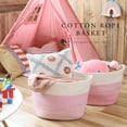 thumbnail image 5 of Sea Team Oval Cotton Rope Woven Storage Basket with Handles, 16 x 13 inches, White & Mottled Pink, 5 of 5