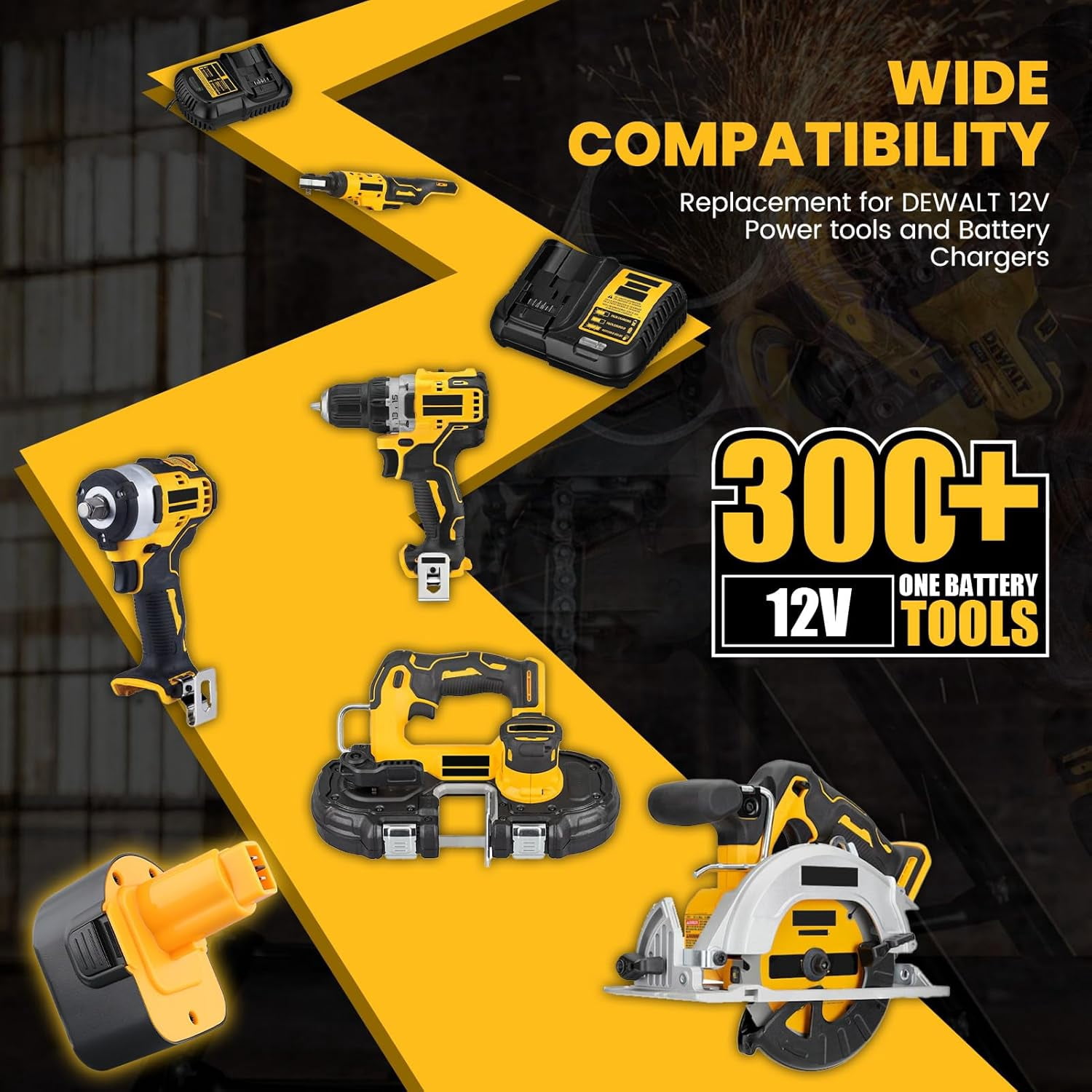 2Pack 12V 3.6Ah Ni-Mh Battery Replace for Dewalt DW9071 DW9072 DC9071 DE9037 DE9071 DE9072 DE9074 DE9075