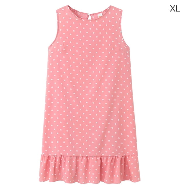 Vestido De Mujer Sin Mangas Chaleco De Puntos Con Volantes Vestido Suelto De Cuello Redondo, Rosa, XL Methold AP002086-28