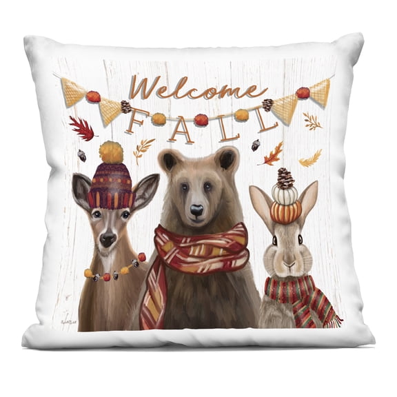 Stupell Industries Welcome Fall Woodland Animals Design by Elizabeth Tyndall Throw Pillow