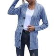 thumbnail image 4 of Qarigey Suéter de mujer con cuello en V, botón, prendas de vestir exteriores, abrigo de otoño de punto de manga larga, amarillo, S Prendas para la parte del cuerpo Azul METRO Qarigey AP003363-22, 4 of 6
