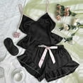 thumbnail image 2 of Womens Ruffle Cami and Short Pajama Sets Satin Silk Sexy Pjs 2 Piece Sleepwear Summer Outfits, 2 of 4