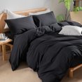 thumbnail image 3 of BESTOUCH Duvet Cover Set Oversized King 100% Washed Cotton Linen Feel Soft Chic Lightweight 3Pcs (Deep Black, 120"x98"), 3 of 7